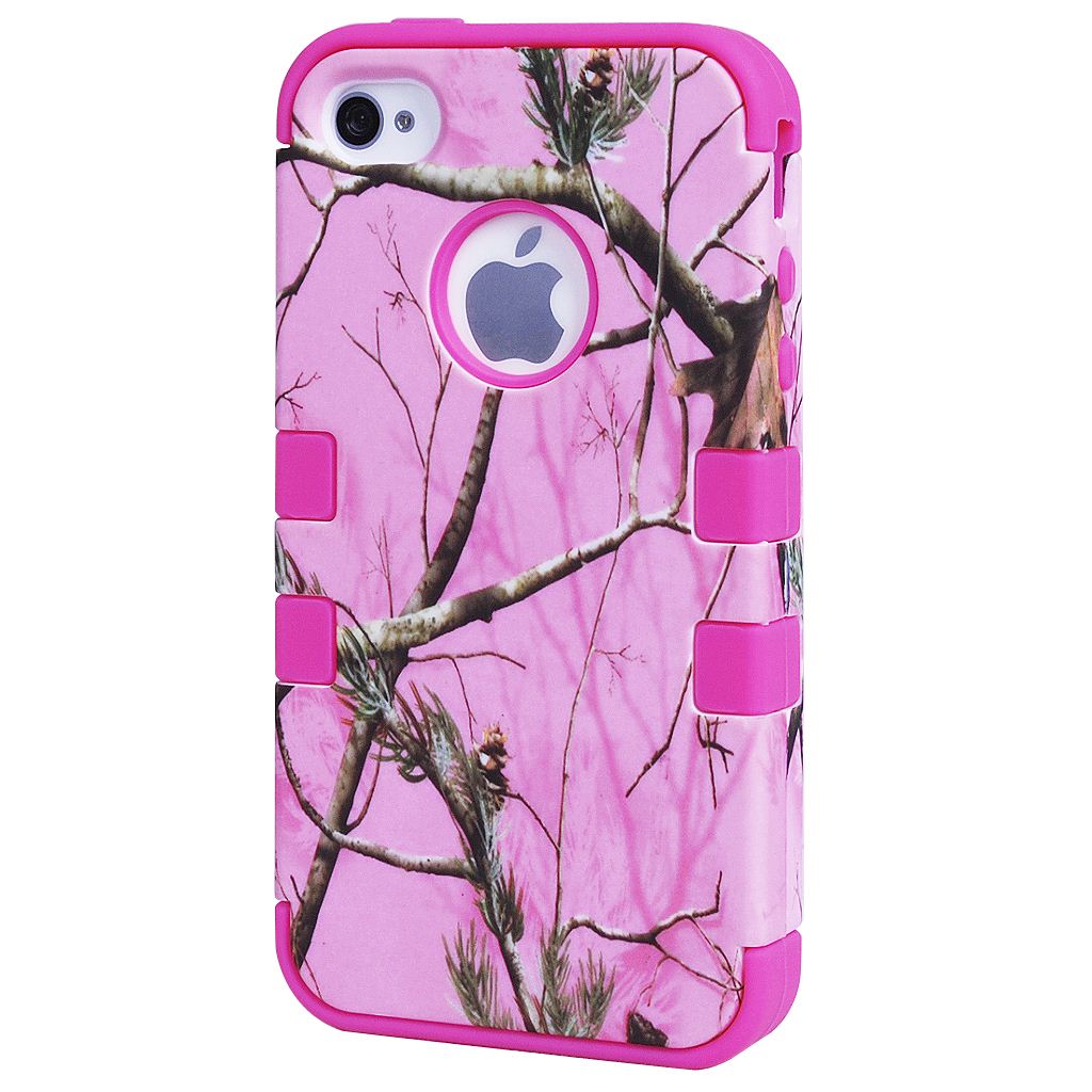 Rugged Matte Mossy Oak Real Tree Camo Hybrid Case Cover for iPhone 44s