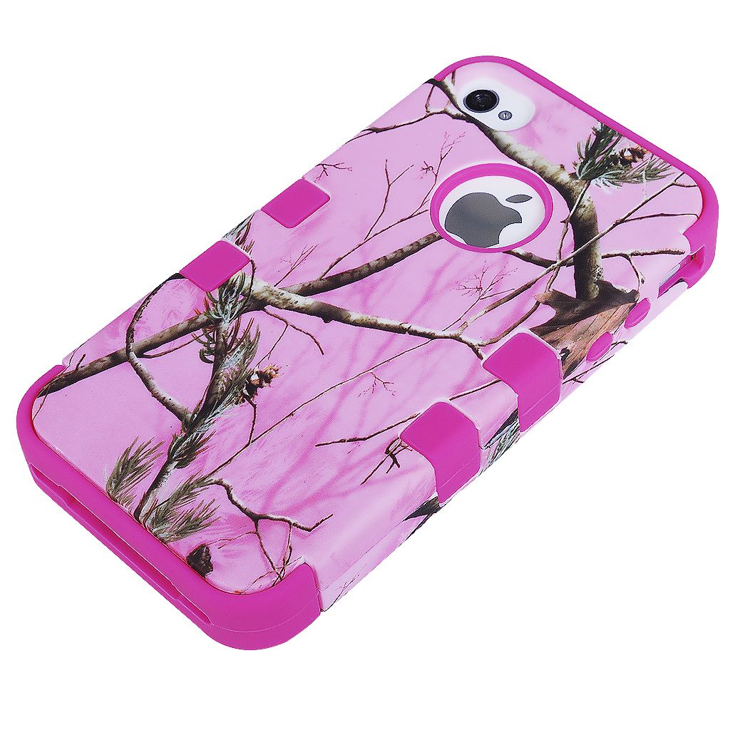 Rugged Matte Mossy Oak Real Tree Camo Hybrid Case Cover for iPhone 44s