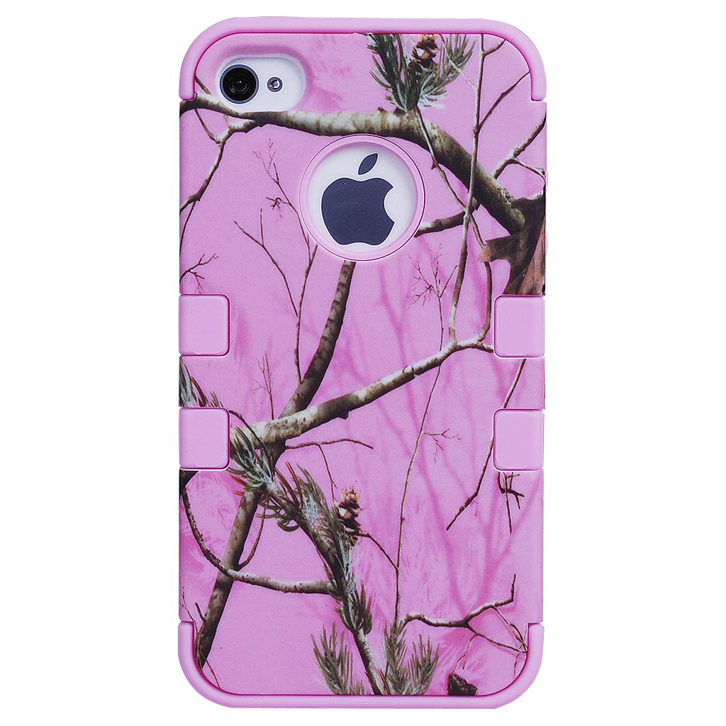 Rugged Matte Mossy Oak Real Tree Camo Hybrid Case Cover for iPhone 44s