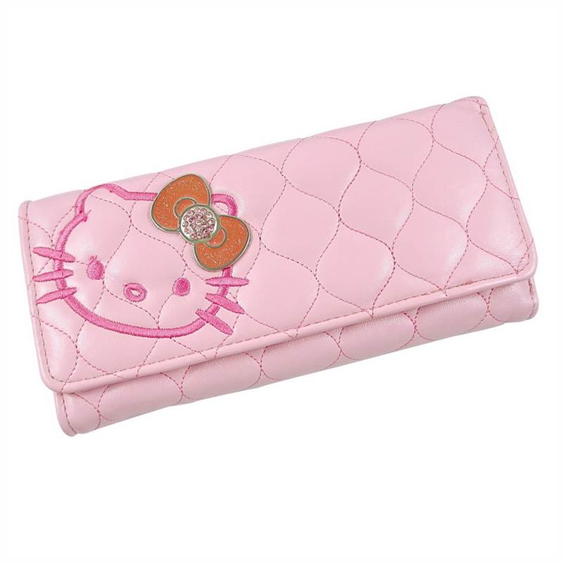 Hello Kitty Quilted Trifold Long Wallet Clutch Purse in Pink