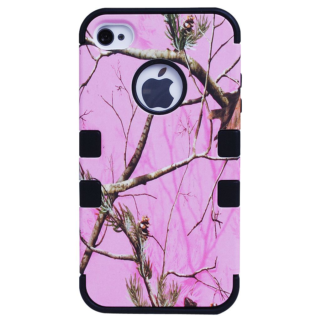 Rugged Matte Mossy Oak Real Tree Camo Hybrid Case Cover for iPhone 44s