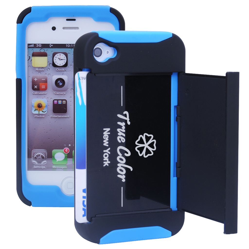 Combo Hybrid Soft Hard Credit Card Holder Wallet Case Cover for iPhone