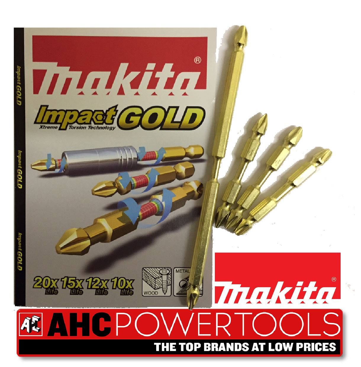 Makita IMPACT GOLD TORSION Screwdriver Bits, 65mm PH1,PH2 & PH3, 150mm