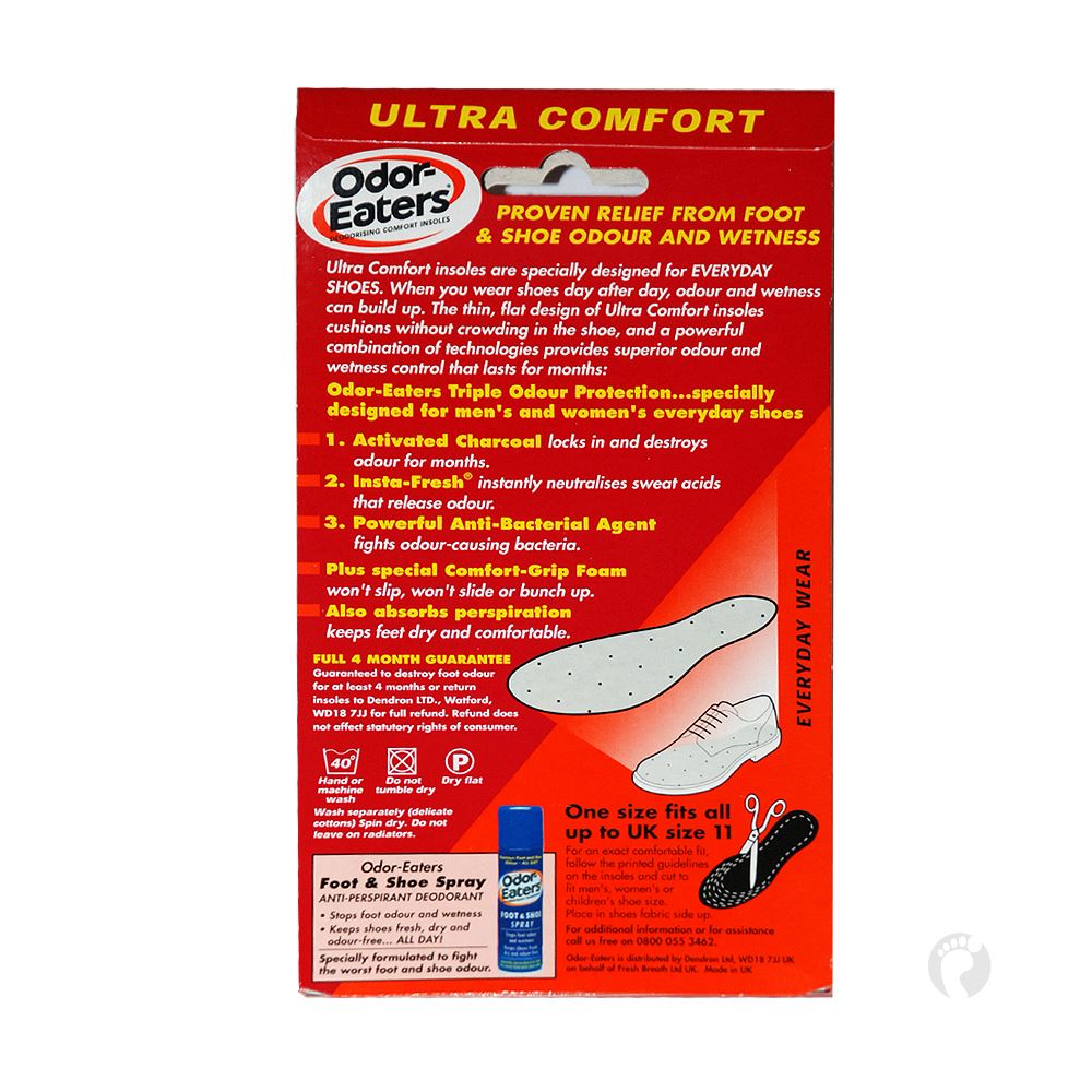 Odor Eaters Ultra Comfort Insoles Charcoal Deodorising Layer Thin