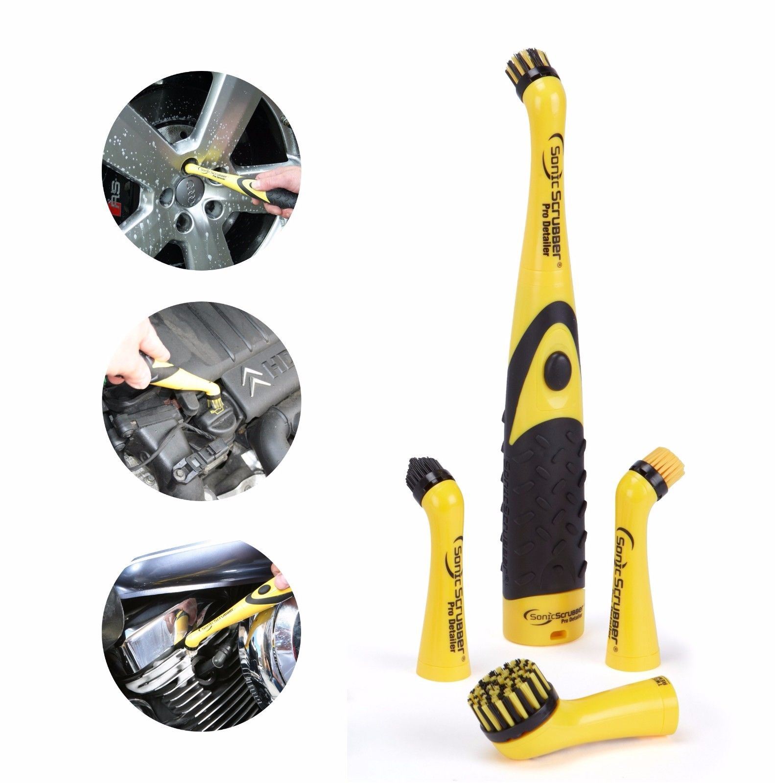 Sonic Scrubber Pro Detailer Twin Brush Pack for Car Bike Van Boat