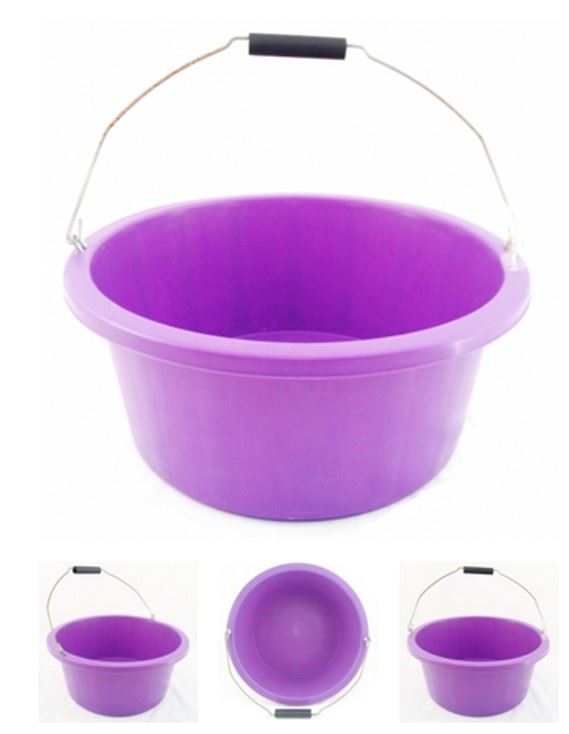 PURPLE PLASTIC SHALLOW BUCKET IDEAL HORSE ANIMAL FEED BUCKET METAL