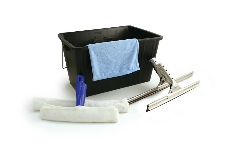 Professional 6 Piece Window Cleaning Kit Wash Bucket Squeegee