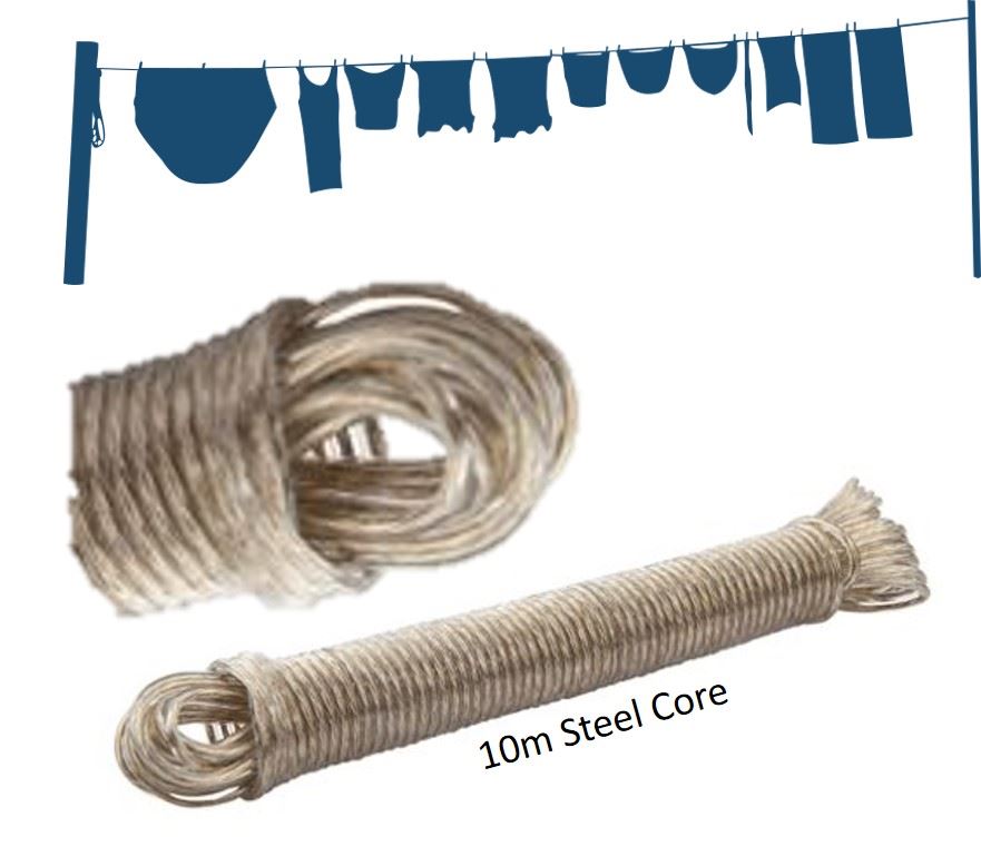10M WASHING CLOTHES LINE ROPE PVC PLASTIC COATED STEEL CORE LINE