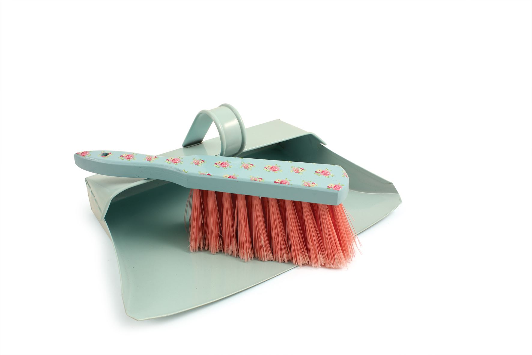 RETRO METAL DUSTPAN & BRUSH SET TRADITIONAL HOODED DUST PAN SOFT BRUSH