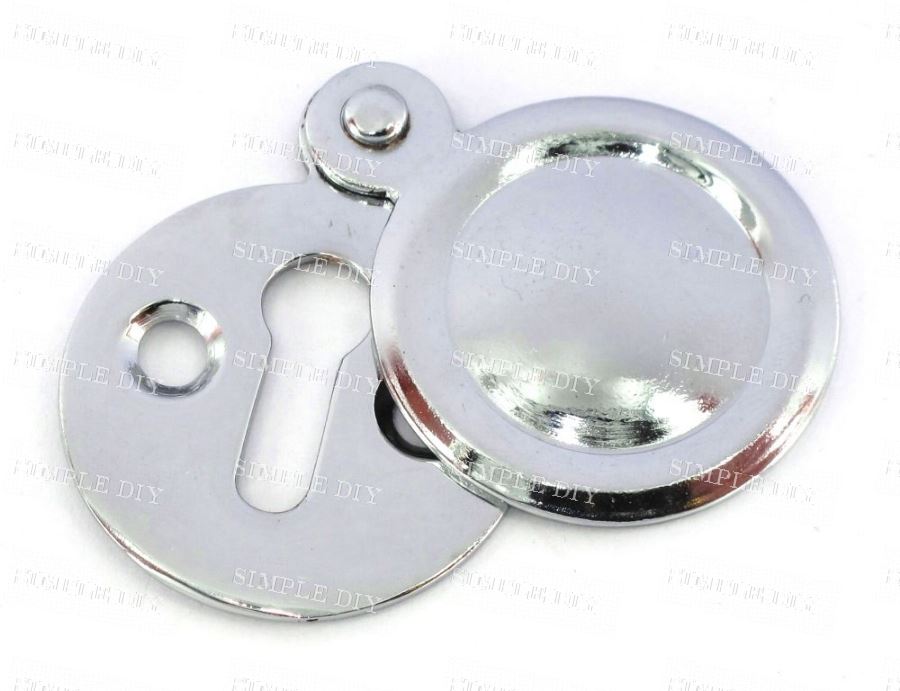 Escutcheon Closed Key Hole Cover With Screws Door Lock Polished Chrome