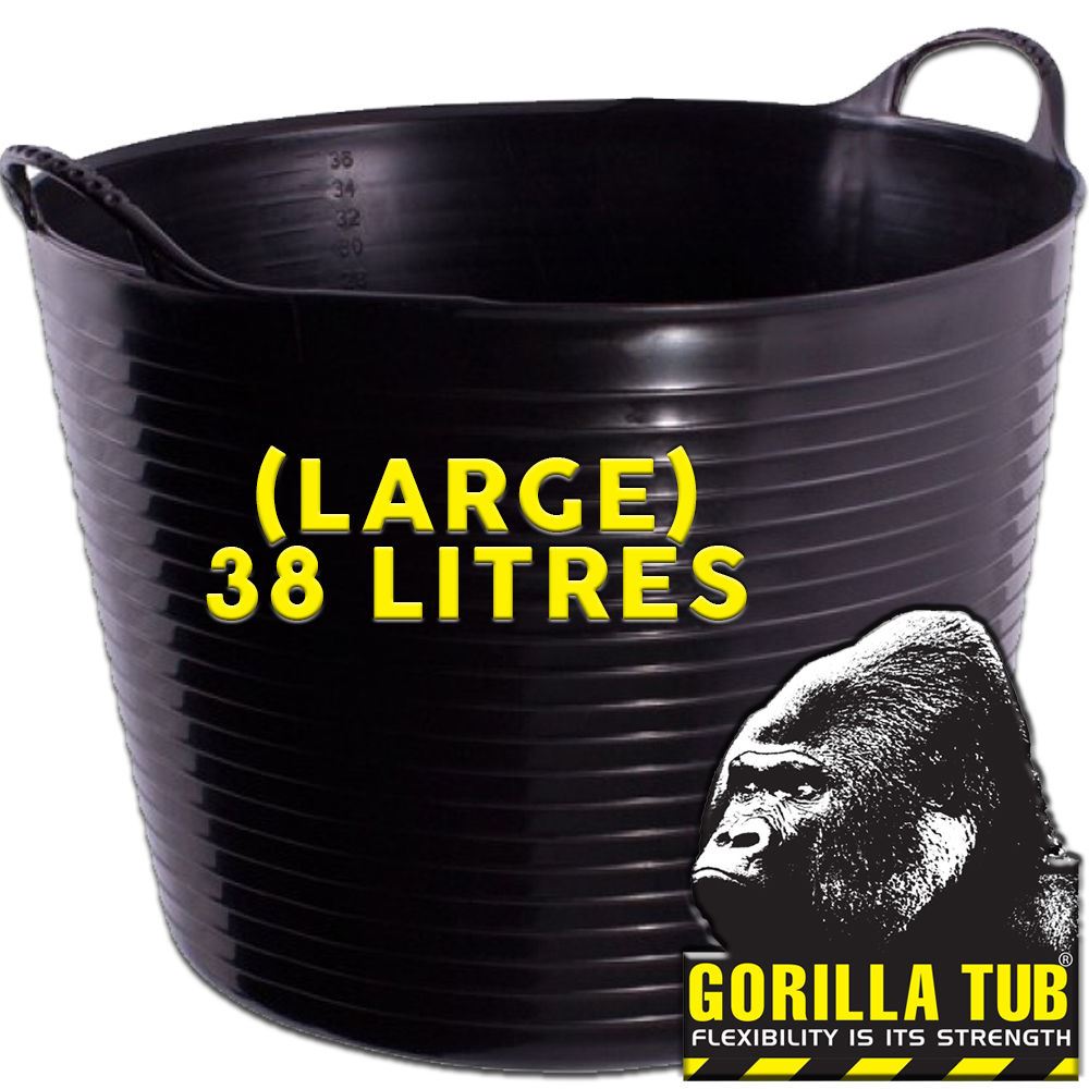 Flexible Black Gorilla Tub Strong Builders Waste Rubber Bucket Garden