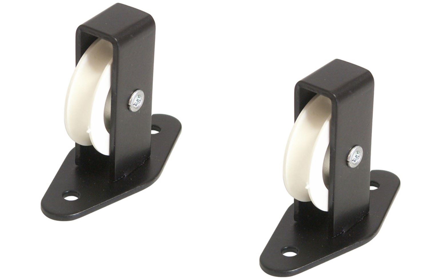 *2 PACK* BLACK SINGLE UPRIGHT PULLEY METAL PLATE WASHING LINE ROPE