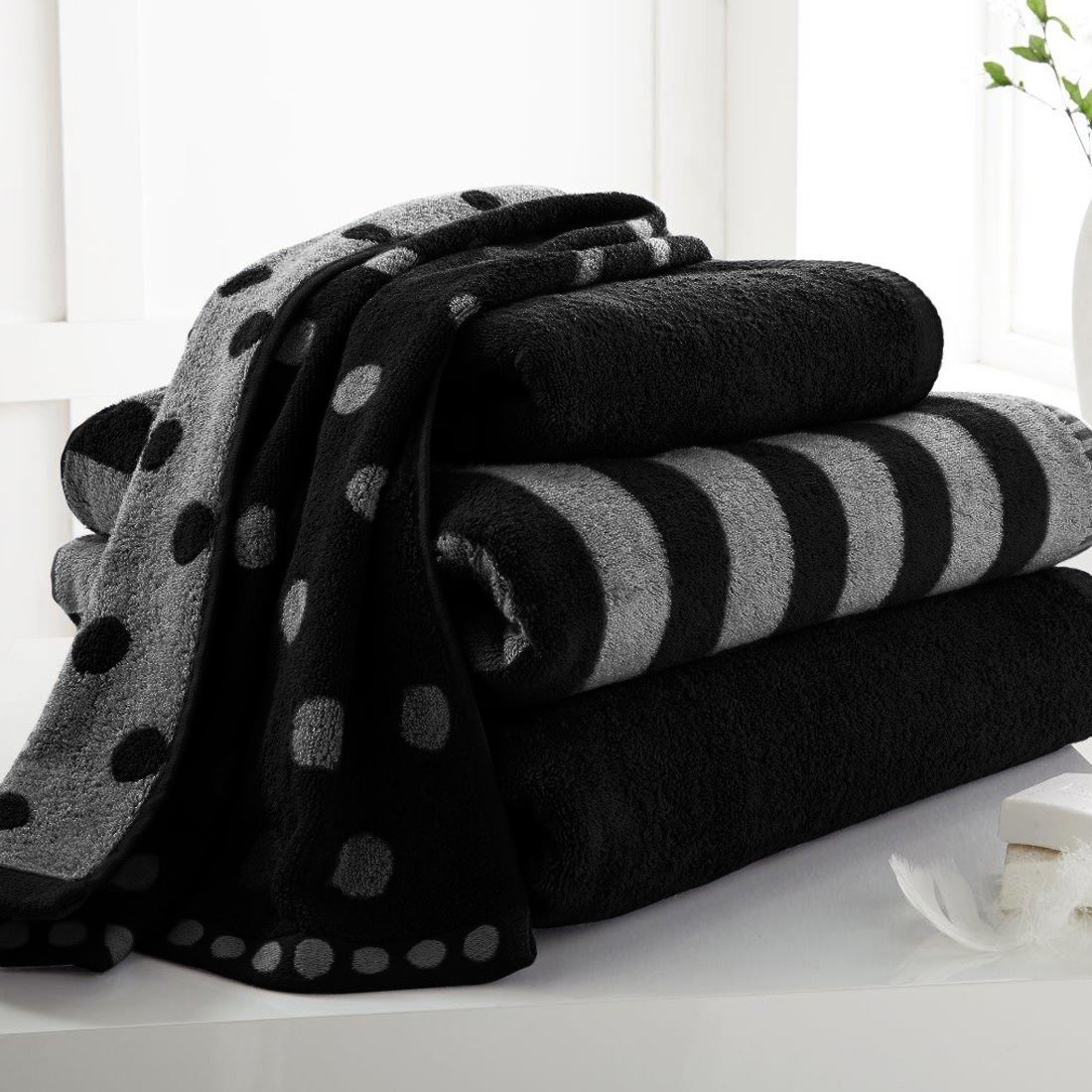 Polka Dot & Stripe 4 Pcs Bale Set Hand Towel Bath Towel 100 Cotton eBay