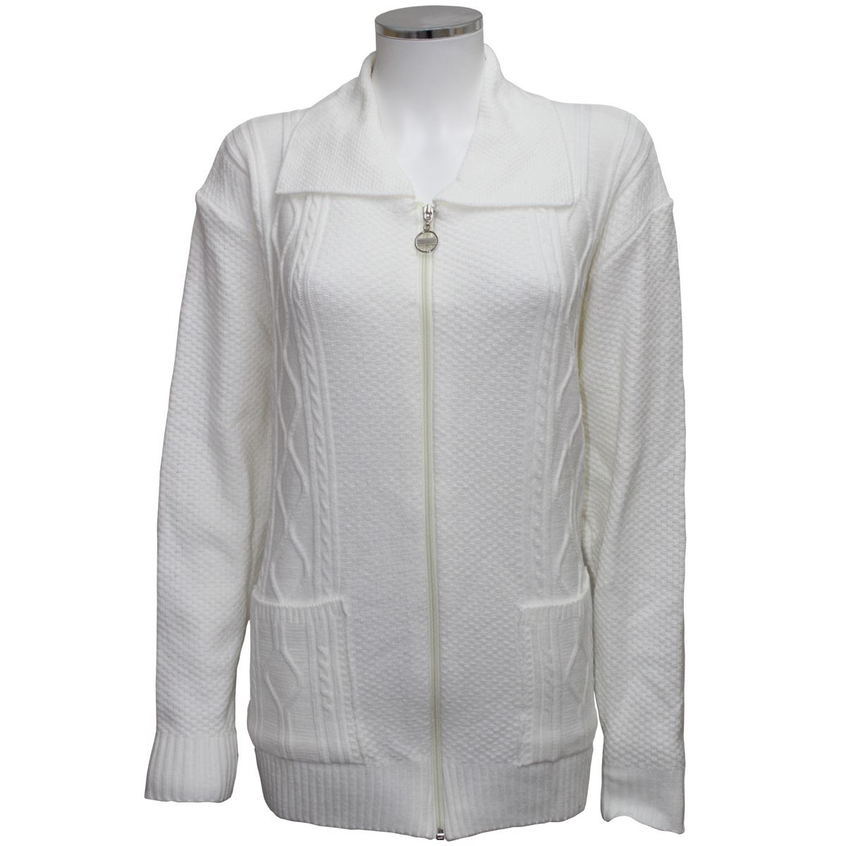 Ladies Womens Zipper Long Sleeve Knitted Jumper Zip Up Cardigan eBay