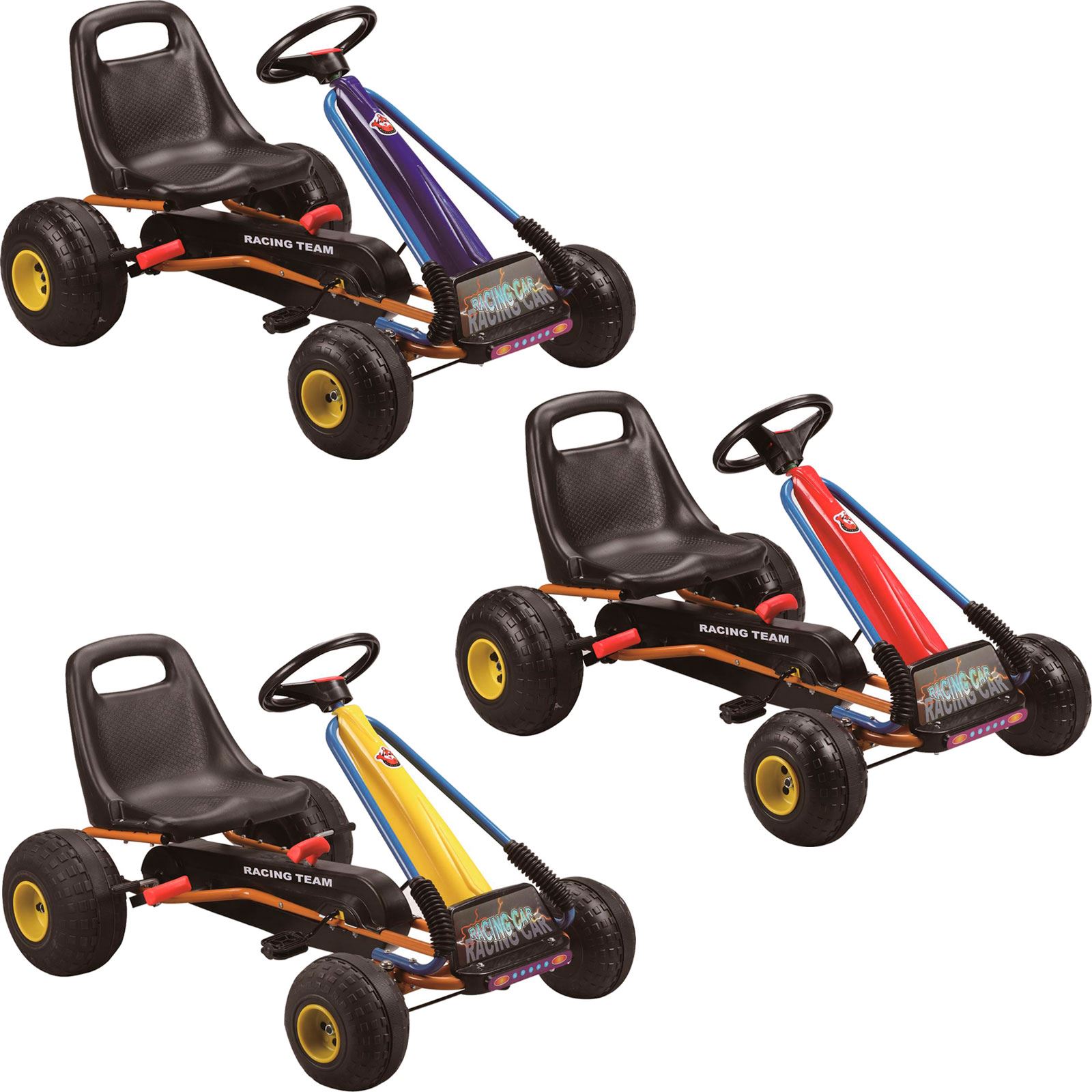 CHILDRENS KIDS PEDAL GO KART CART WITH OVERSIZE WHEELS AND HAND BRAKE