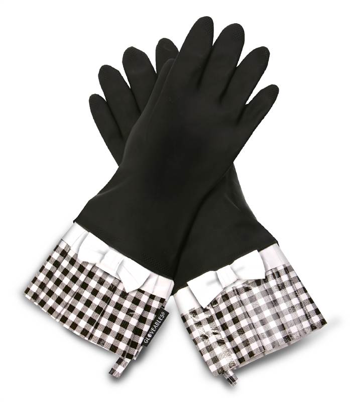 Gloveables by Grandway Rubber Cleaning Gardening Stylish Gloves Black