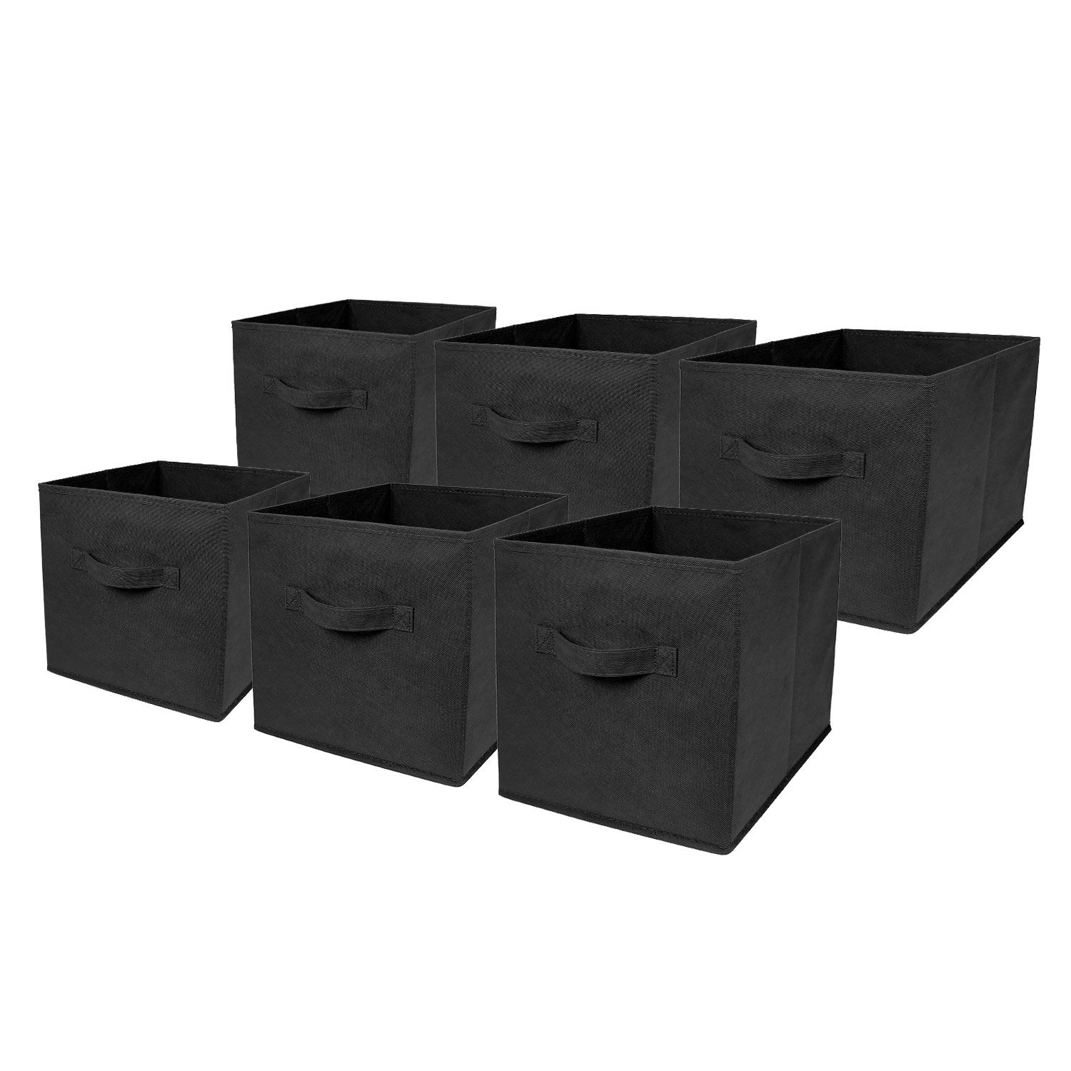 6 x Large Foldable Square Canvas Storage Box Collapsible Fabric Cubes
