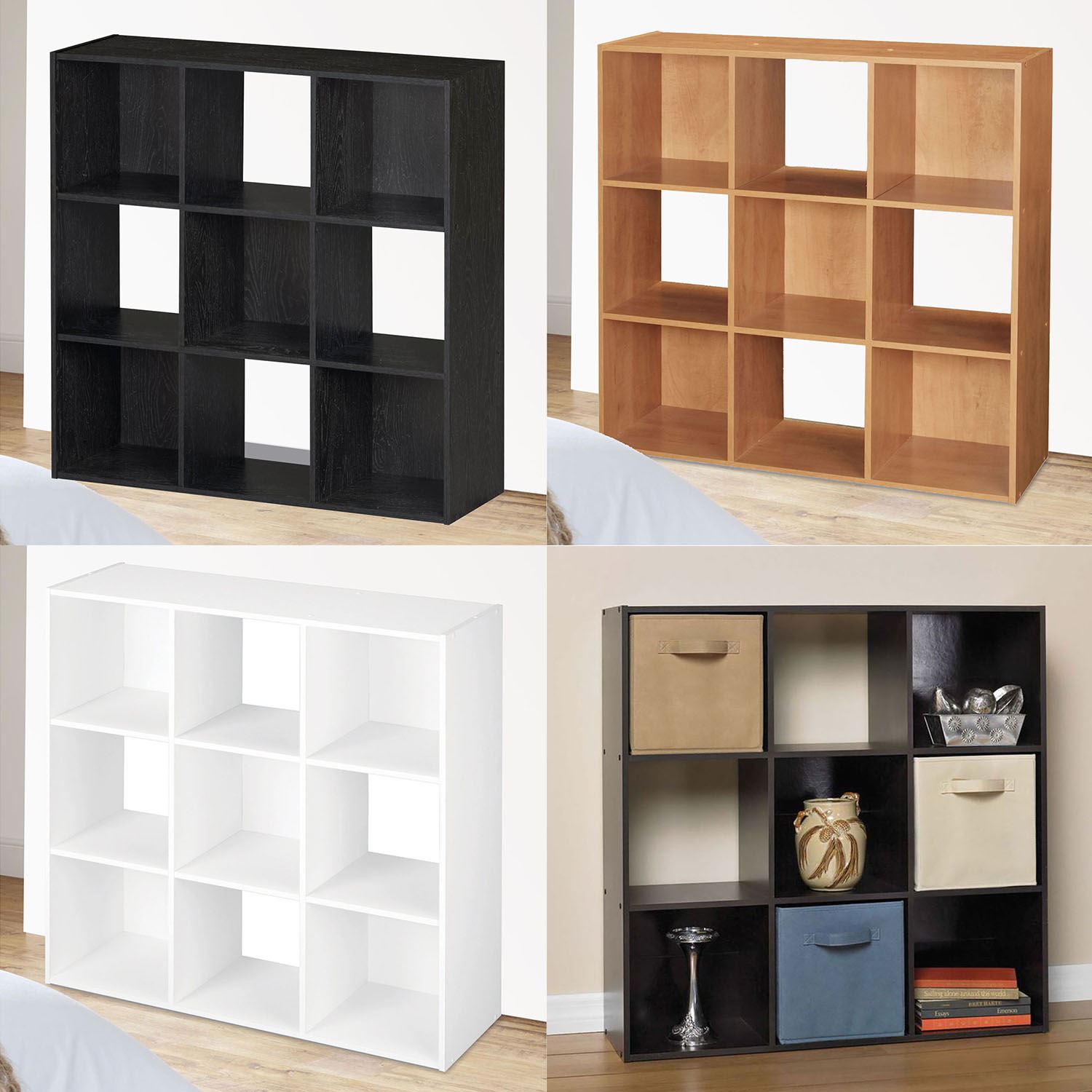 9 Cube Wooden Bookcase Shelving Display Shelves Storage Unit Wood Shelf