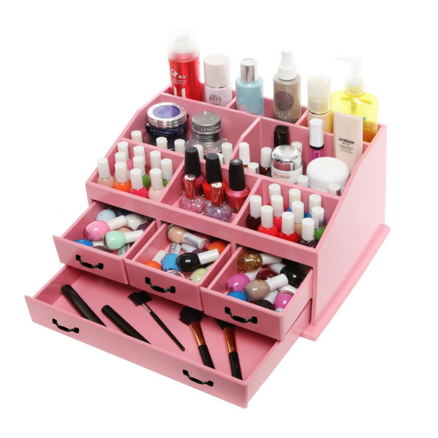 Cosmetic Organizer Wooden Make Up 4 Drawers Holder Jewellery Case Box
