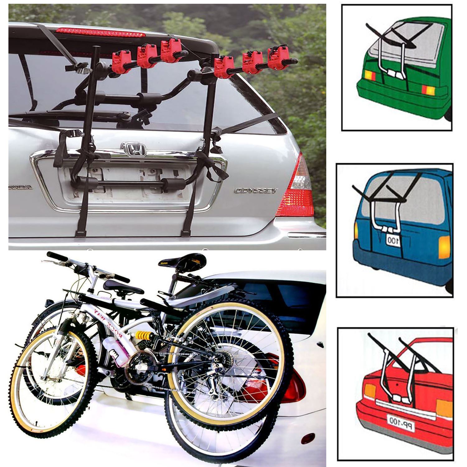 2 & 3 Bicycle Carrier Car Rack Bike Cycle Universal Fits Most Cars Rear