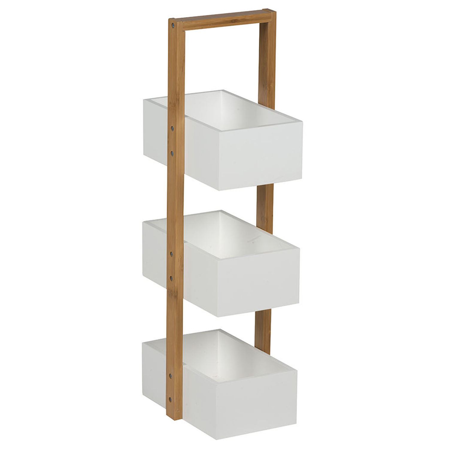 White Wooden Three 3 Tier Free Floor Standing Bathroom Storage Caddy