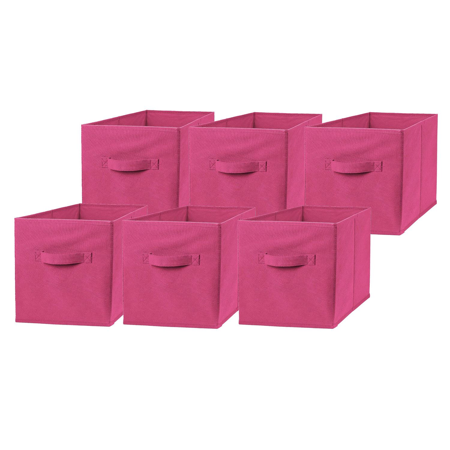 6 x Large Foldable Square Canvas Storage Box Collapsible Fabric Cubes