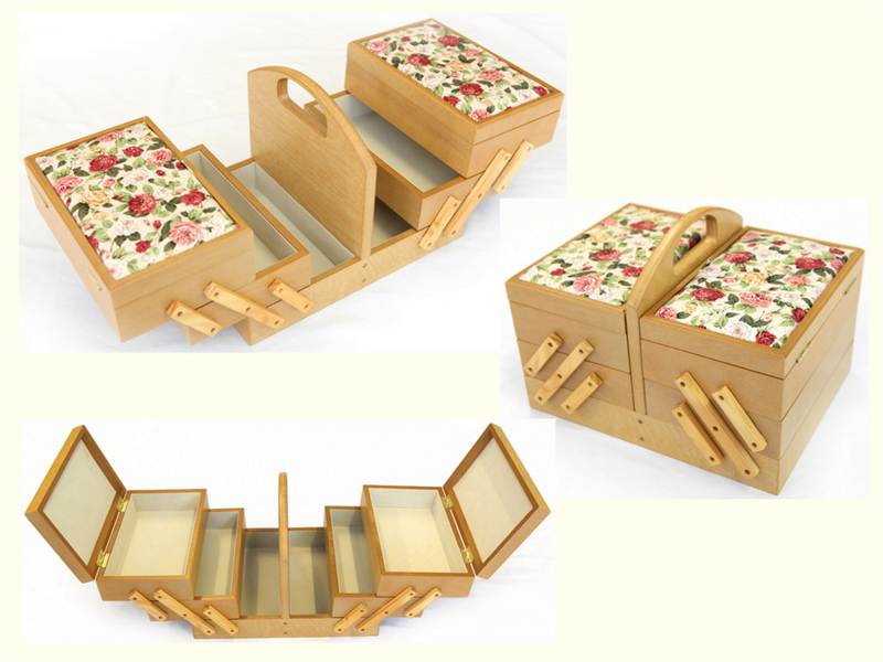 SEWING BASKET BOXES TRADITIONAL HABERDASHERY CRAFT KIT FABRIC BOX