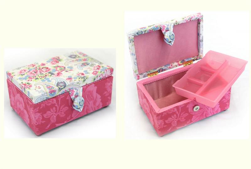 SEWING BASKET BOXES TRADITIONAL HABERDASHERY CRAFT KIT FABRIC BOX