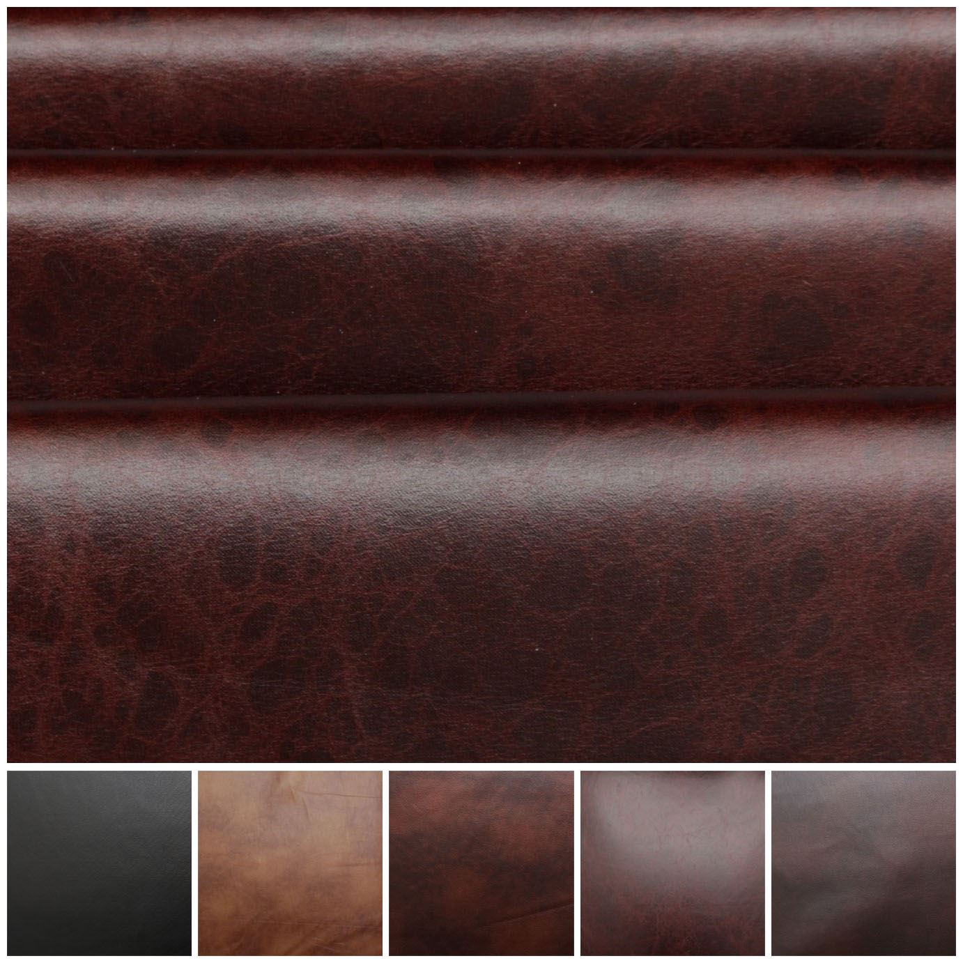 DISTRESSED ANTIQUE AGED BROWN FIRE RETARDANT FAUX LEATHER UPHOLSTERY