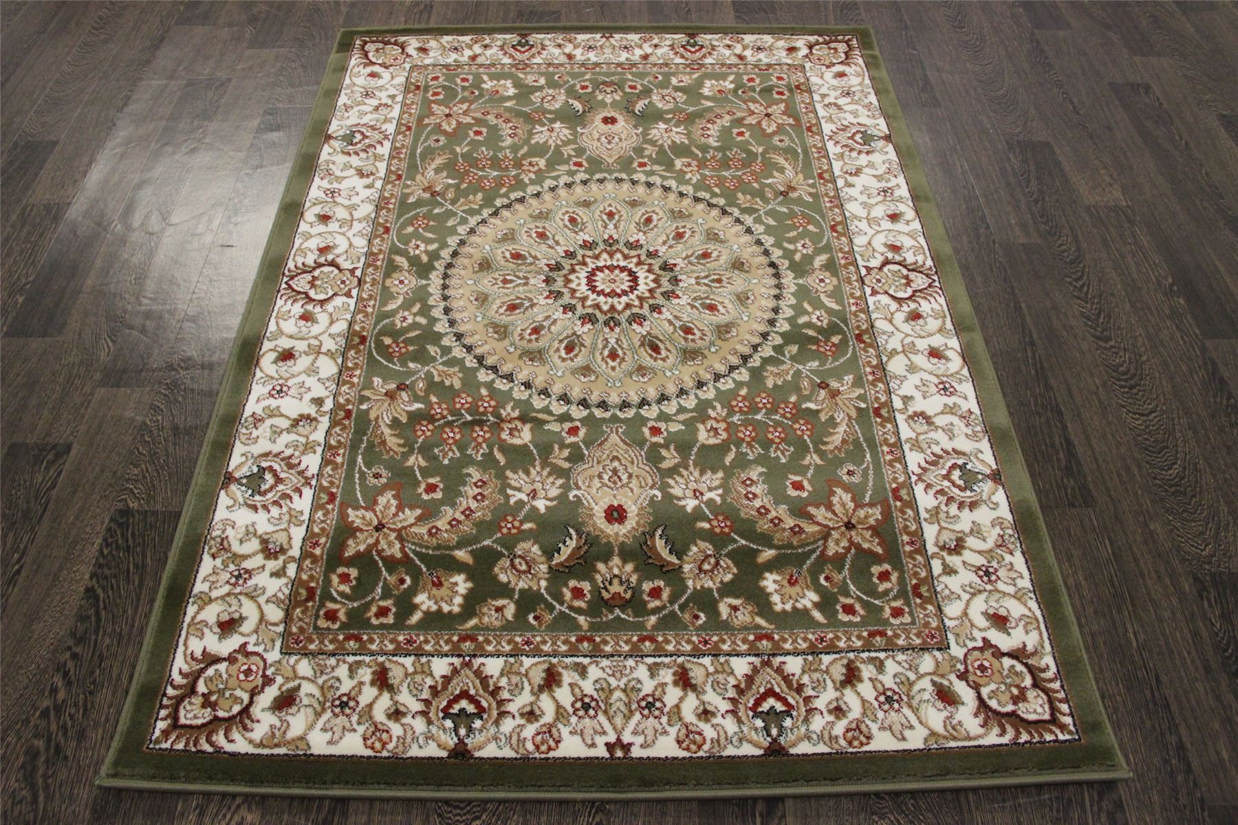 TRADITIONAL PERSIAN VERDELITE RUG 5.6X3.9FT GREEN ORIENTAL RUGS CARPET