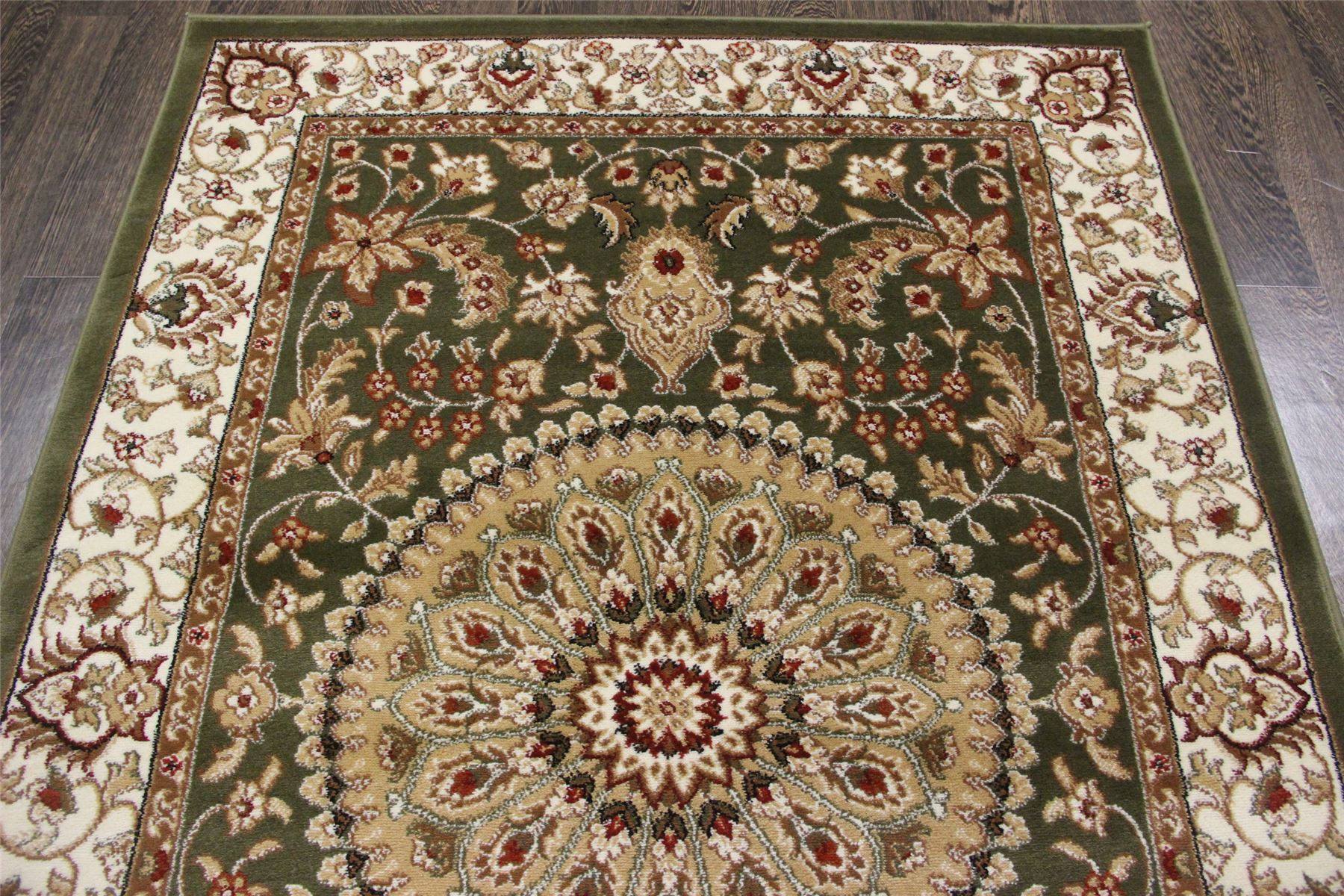 TRADITIONAL PERSIAN VERDELITE RUG 5.6X3.9FT GREEN ORIENTAL RUGS CARPET