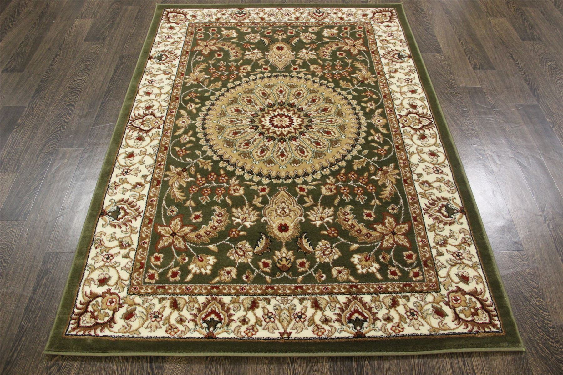 TRADITIONAL PERSIAN VERDELITE RUG 5.6X3.9FT GREEN ORIENTAL RUGS CARPET
