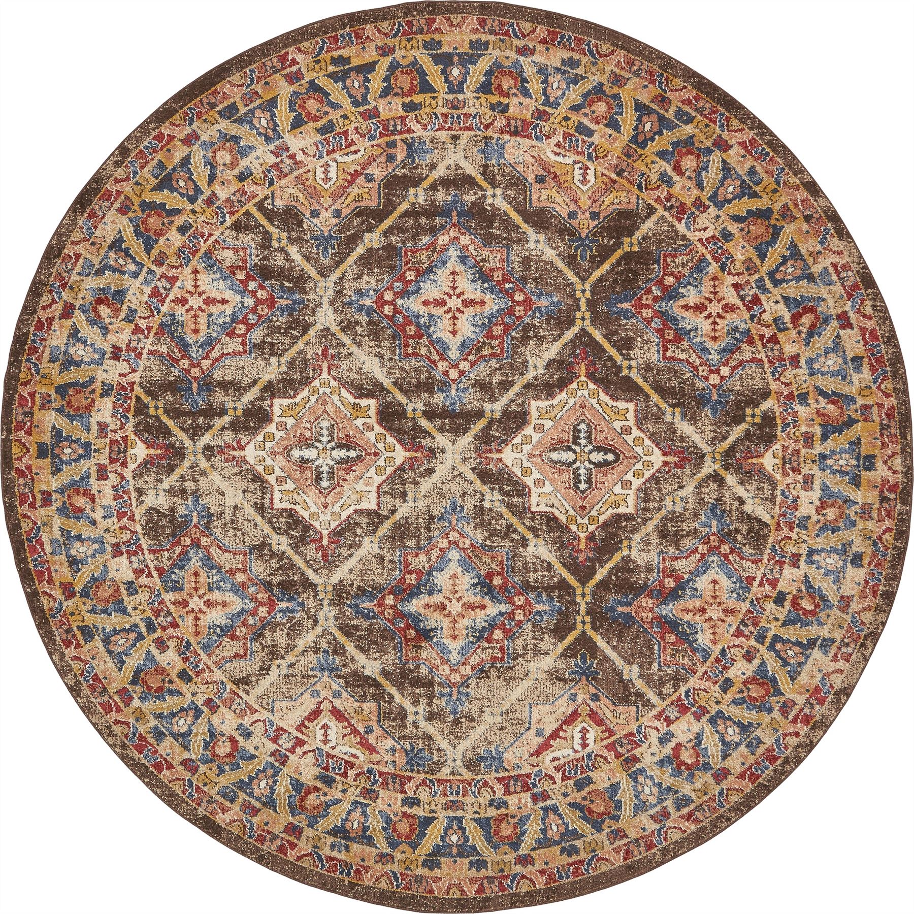 Traditional Large Faded Persian Design Rug Small Vintage Style Carpet Round eBay