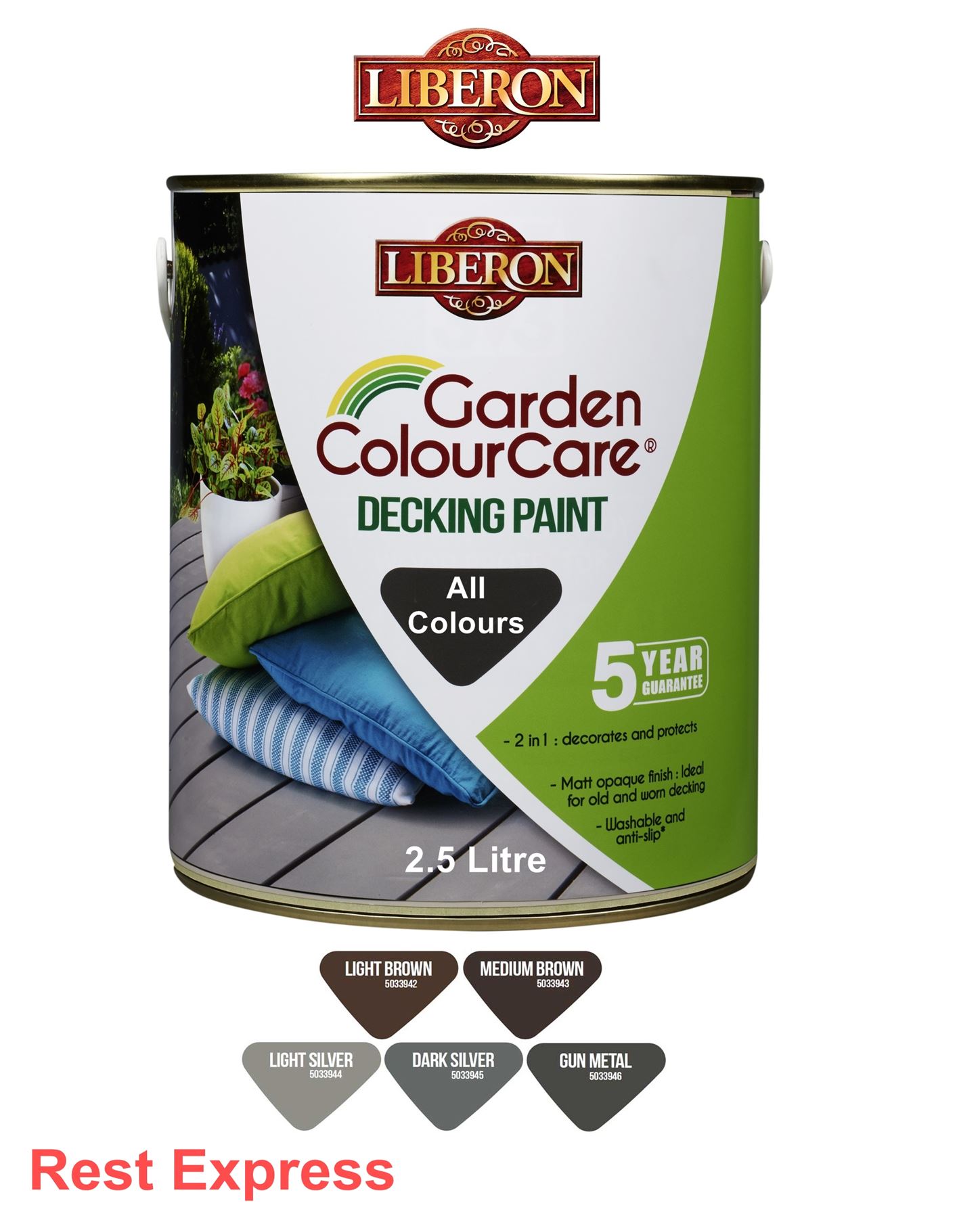 LIBERON DECKING PAINT Garden Colour Care Stain 2.5 Litre (2.5L) ALL