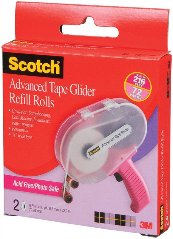 Scotch 085RAF 3M Acid Free ATG Tape Adhesive Glider Gun Refill 2 rolls