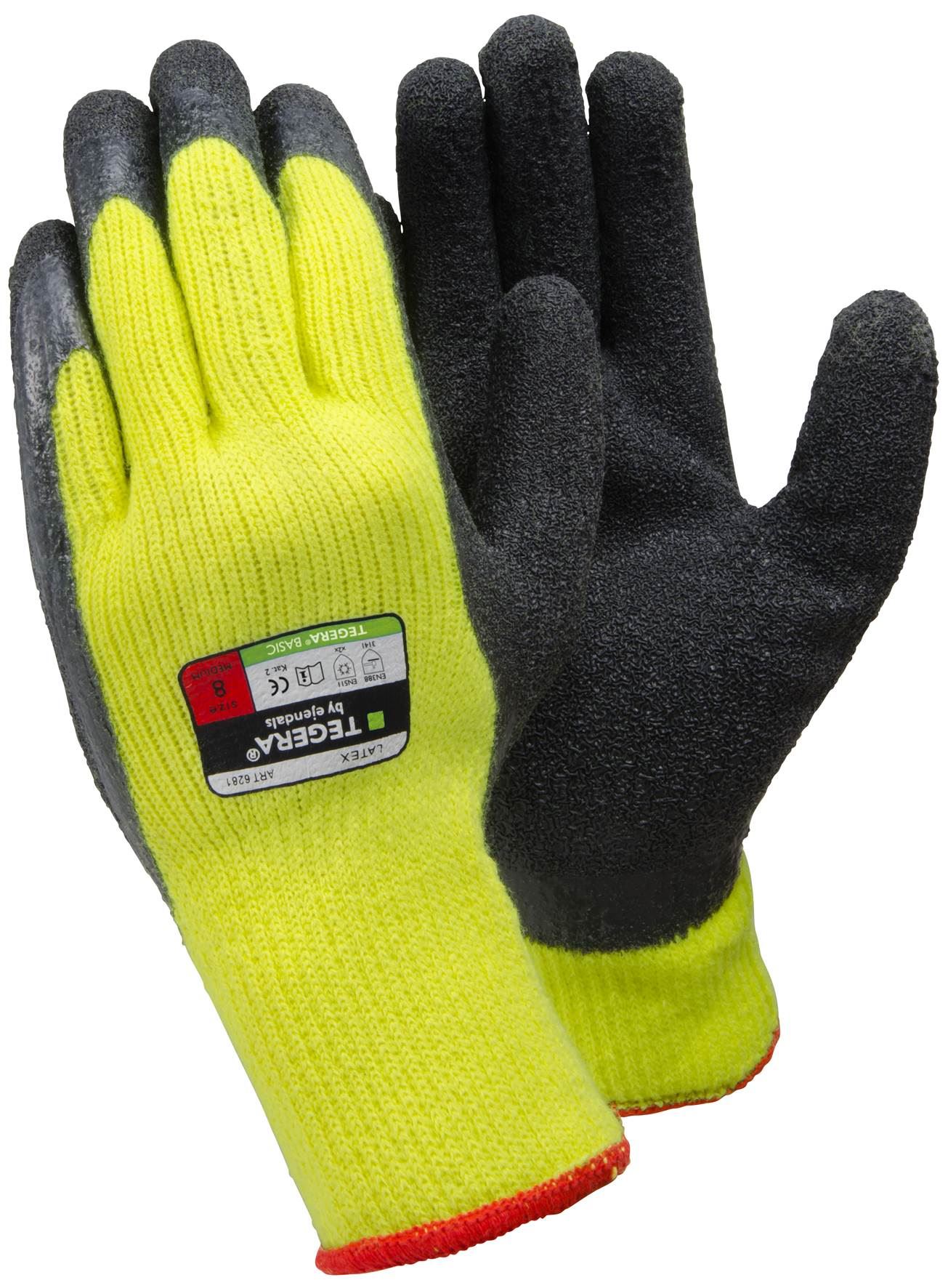 TEGERA 6281 Latex Rubber Coated Winter Lined Warm Builders Work Gloves