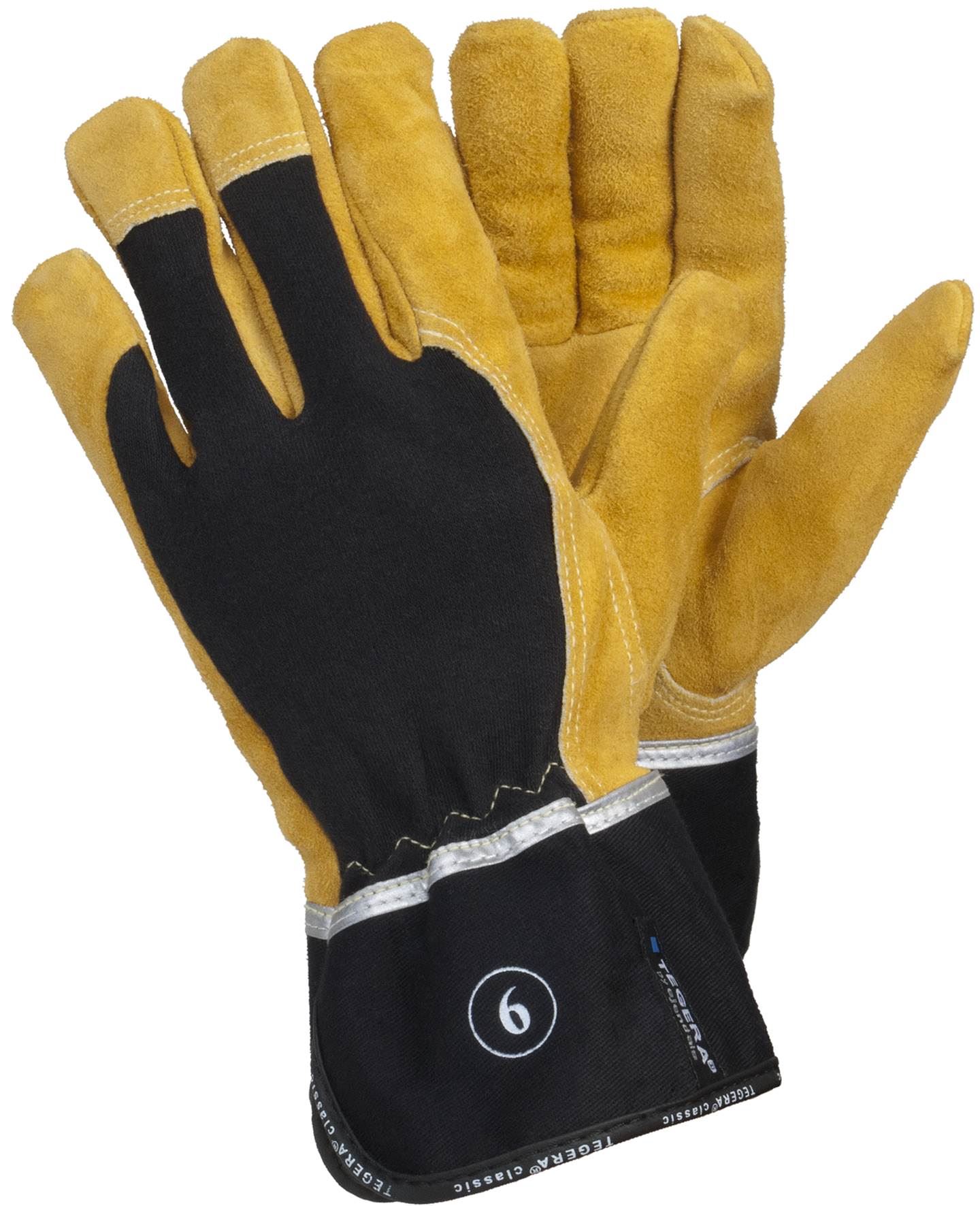 TEGERA Heavy Duty Kevlar Fiber Leather Work Gloves Heat Resistant Gardening