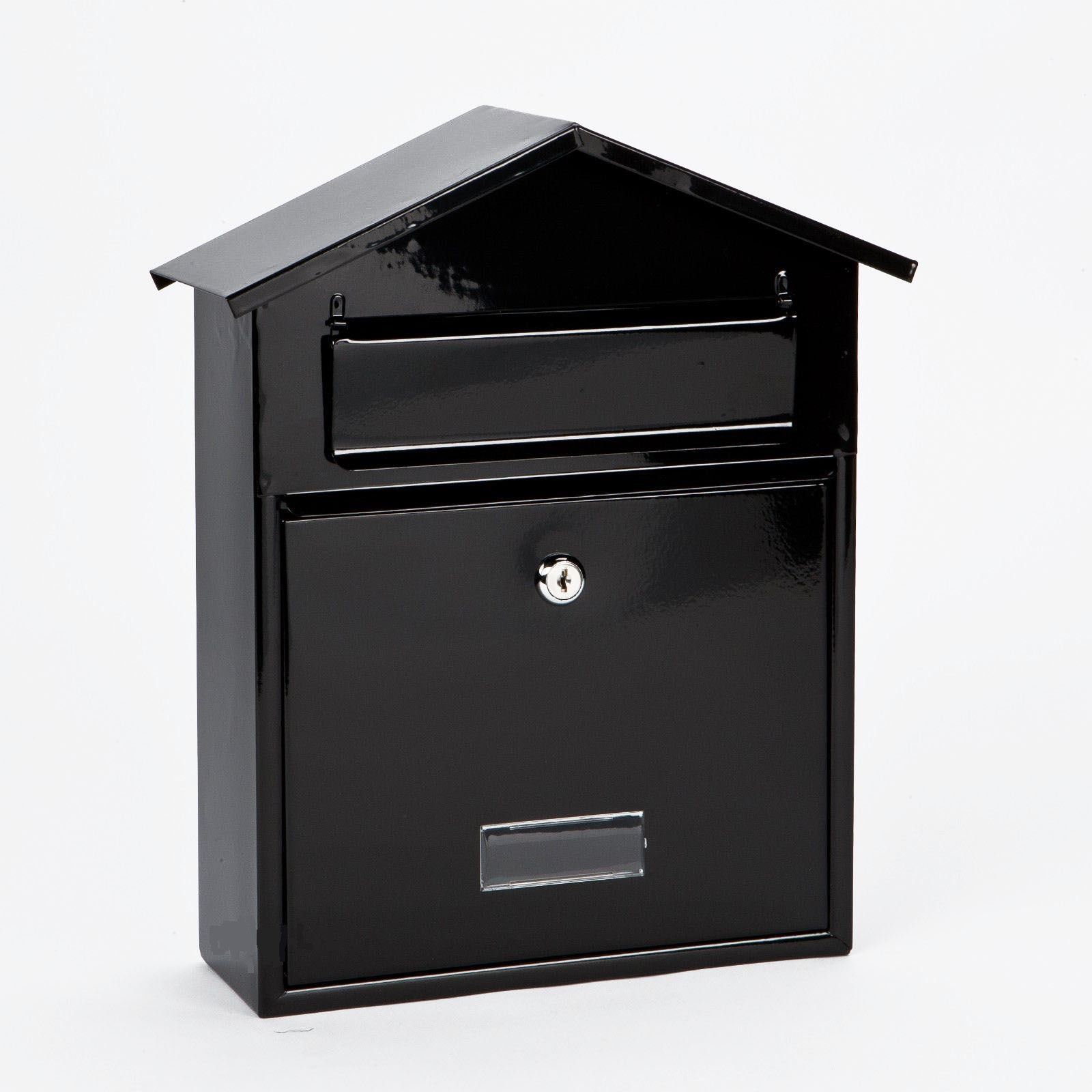 Black Stainless Steel Mail Letter Box with Door Name Plate Lockable Outdoor eBay