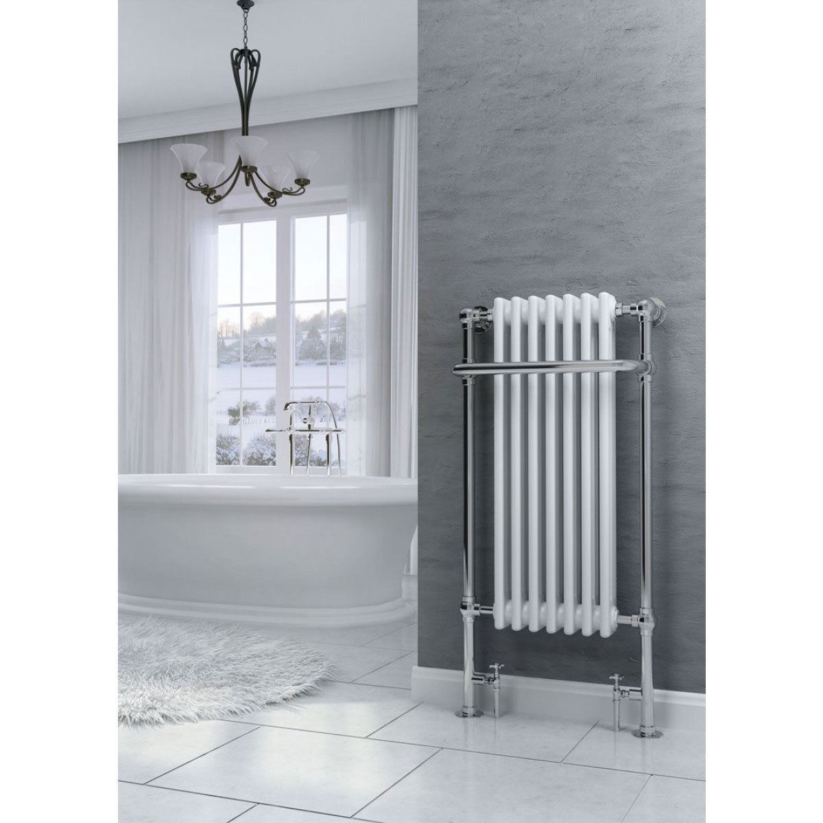 TRADITIONAL VICTORIAN WHITE FLOOR STANDING TOWEL RADIATOR HEATER 1130X553X230 | eBay