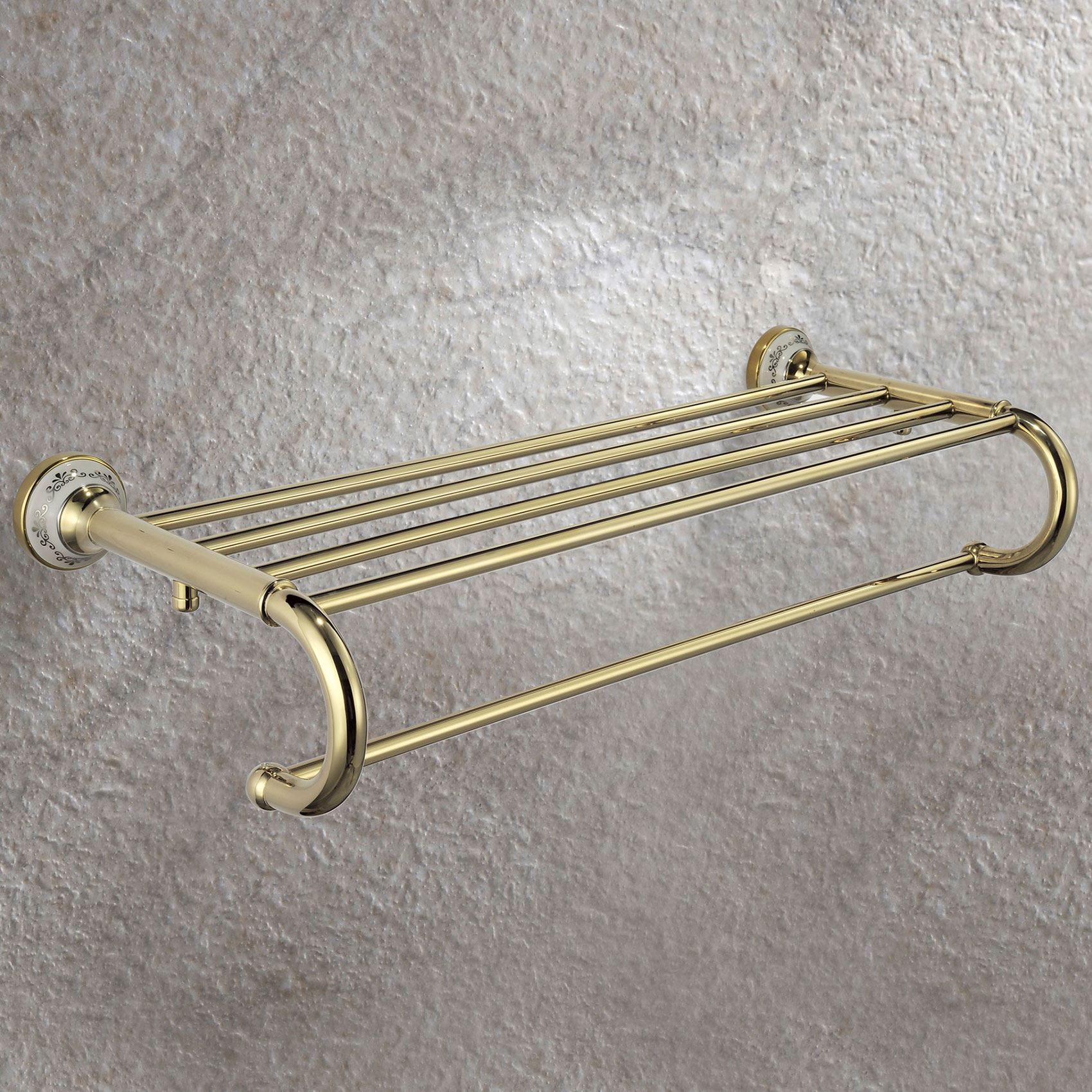 GOLD VICTORIAN STYLE SOLID BRASS BATHROOM TOWEL BAR RAIL SHELF eBay