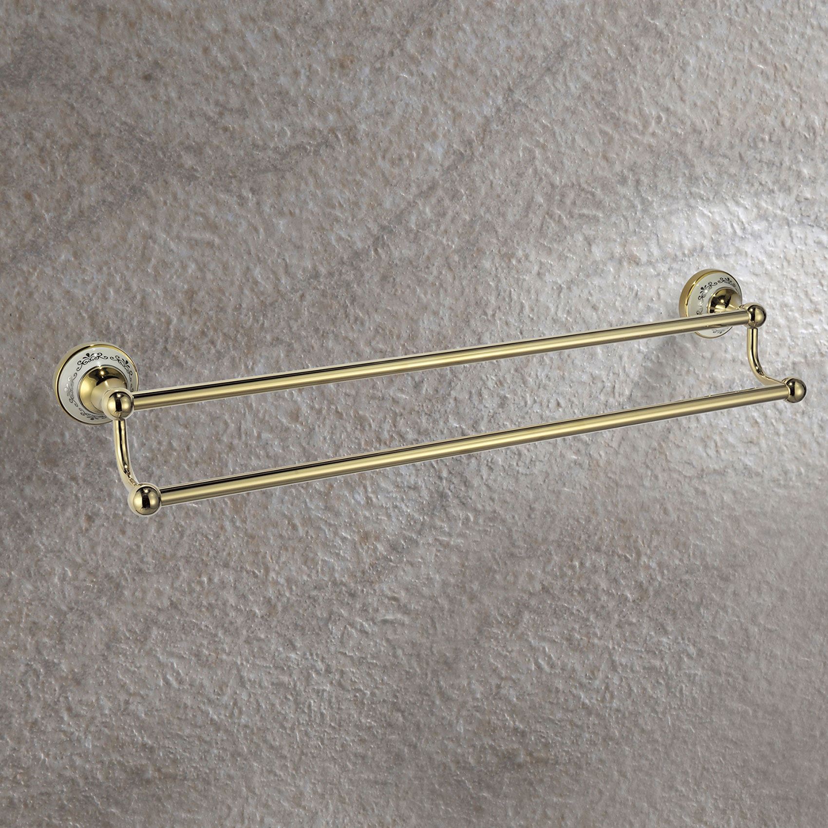 GOLD VICTORIAN STYLE SOLID BRASS BATHROOM DOUBLE TOWEL BAR RAIL | eBay