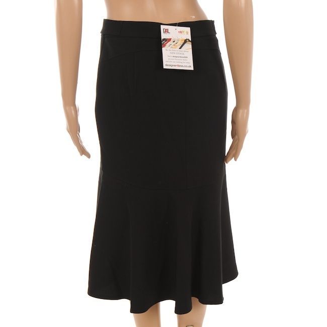 black knee length flared skirt