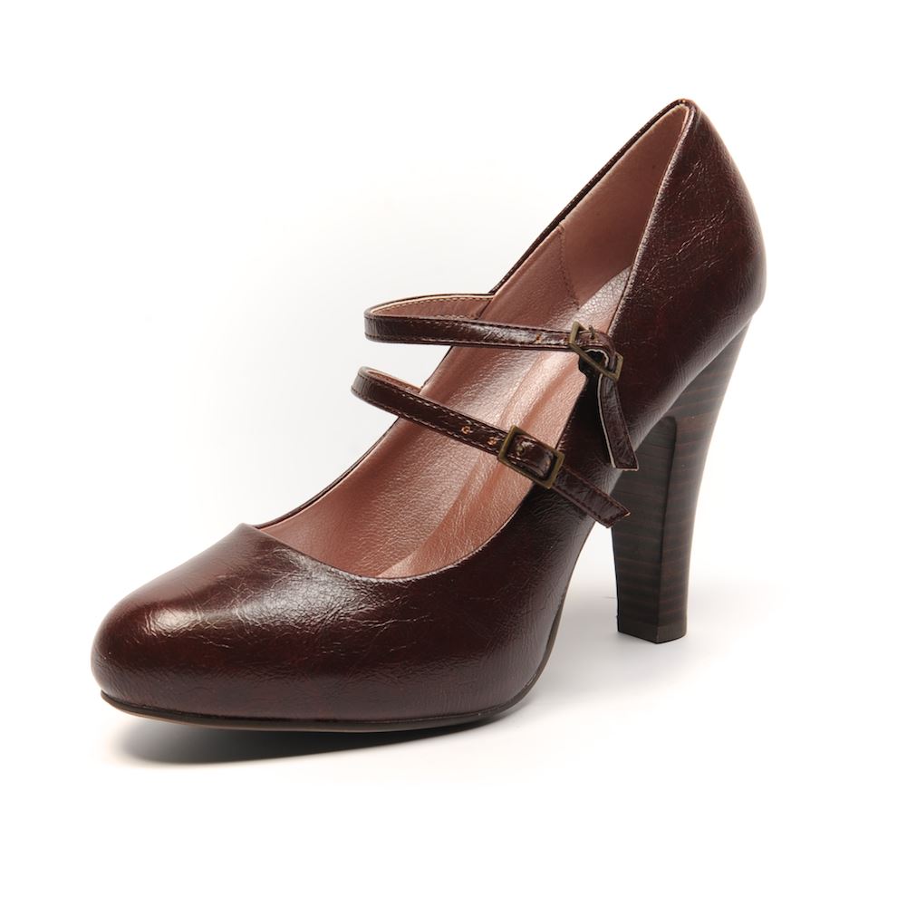 BLU SHU Shoes Brown Faux Leather Mary Jane Heel Size 39 BLU SHU Shoes Brown Faux Leather Mary Jane Heel Size 39