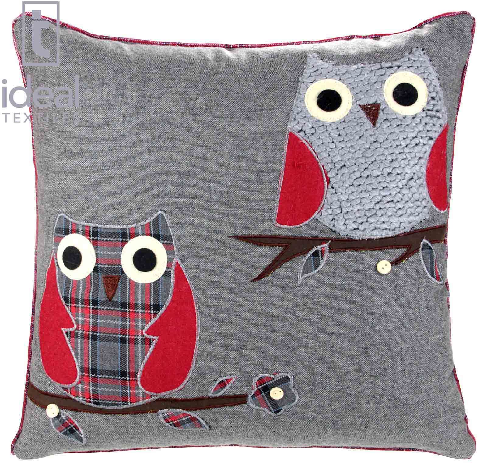 EMBROIDERED WOOL BLEND DECORATIVE CUSHION COVER 18" x 18" THROW PILLOW