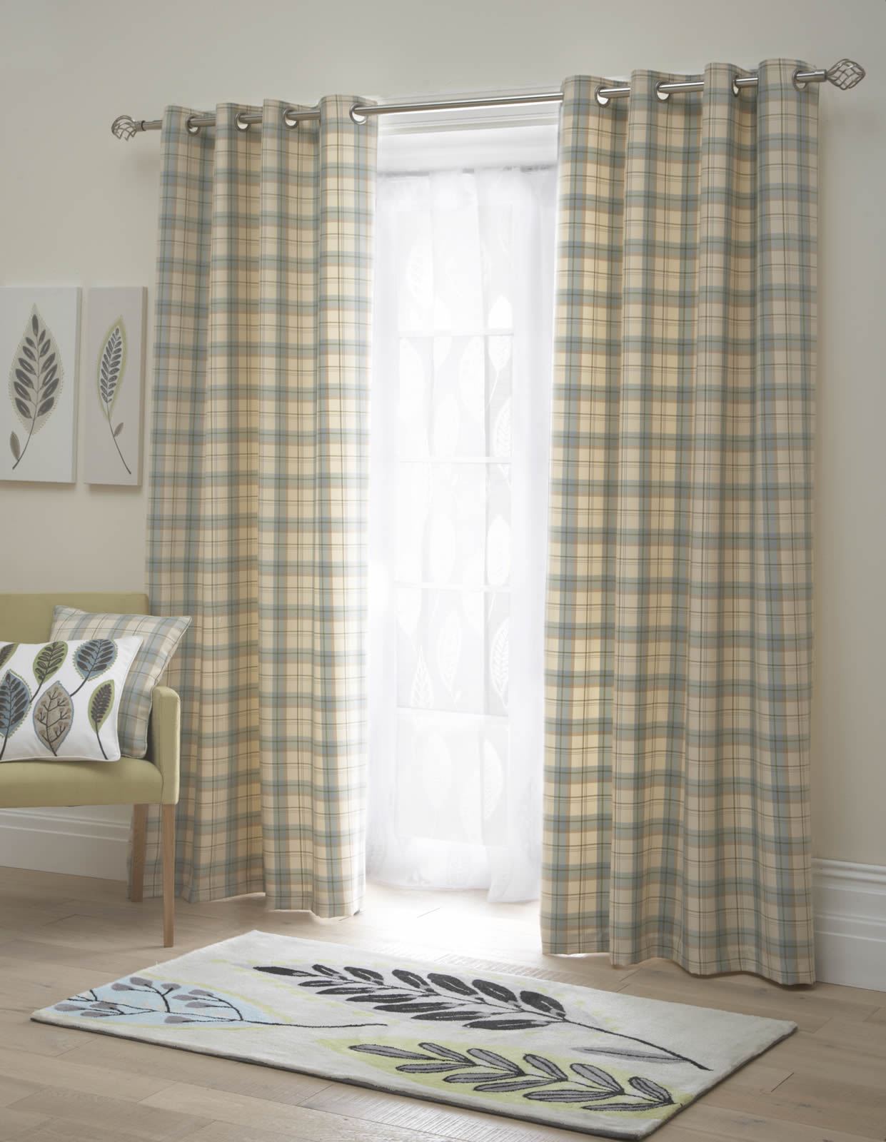Green Checked Curtains Home The Honoroak