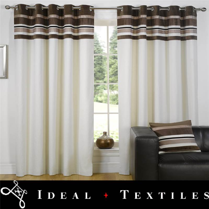 Chocolate Brown Lined Eyelet Curtains Velvet Trimmed Ringtop Kendal eBay