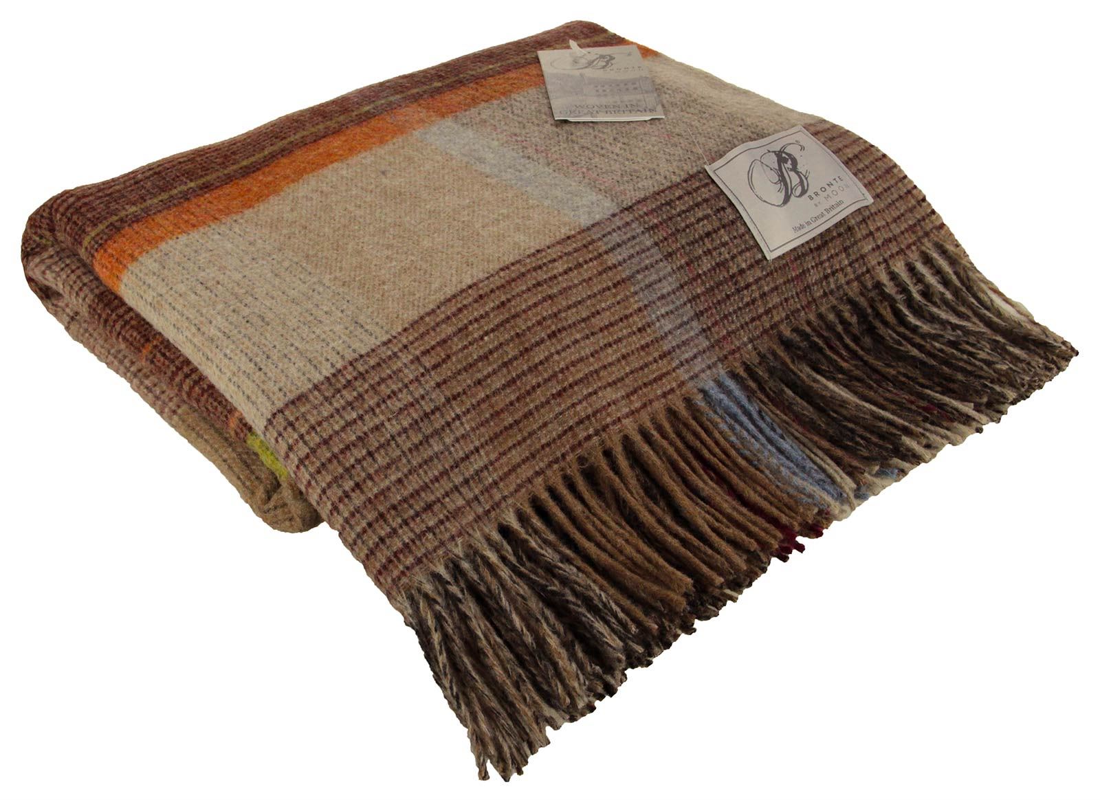 BRONTE BY MOON 100 WOOL THROW BLANKET TARTAN CHECK SPOT MADE IN UK