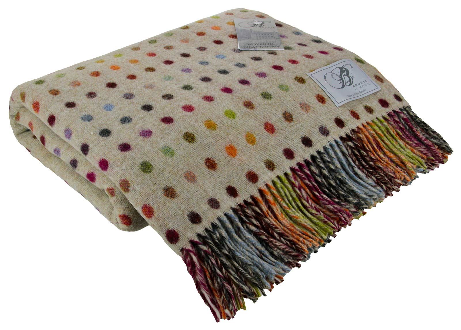 BRONTE BY MOON 100 WOOL THROW BLANKET TARTAN CHECK SPOT MADE IN UK