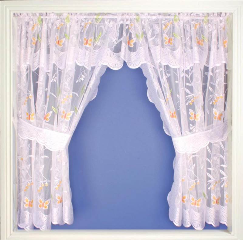 ... of butterfly lace net curtains with an attached valance and a pair ... of butterfly lace net curtains with an attached valance and a pair