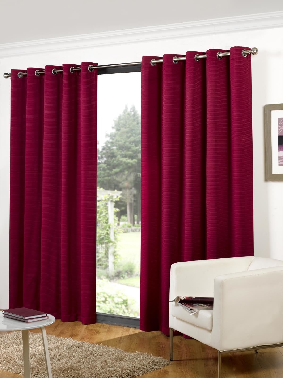 *CLEARANCE* BOHEMIA RIBBED LINED EYELET CURTAINS READY MADE CURTAIN PAIRS